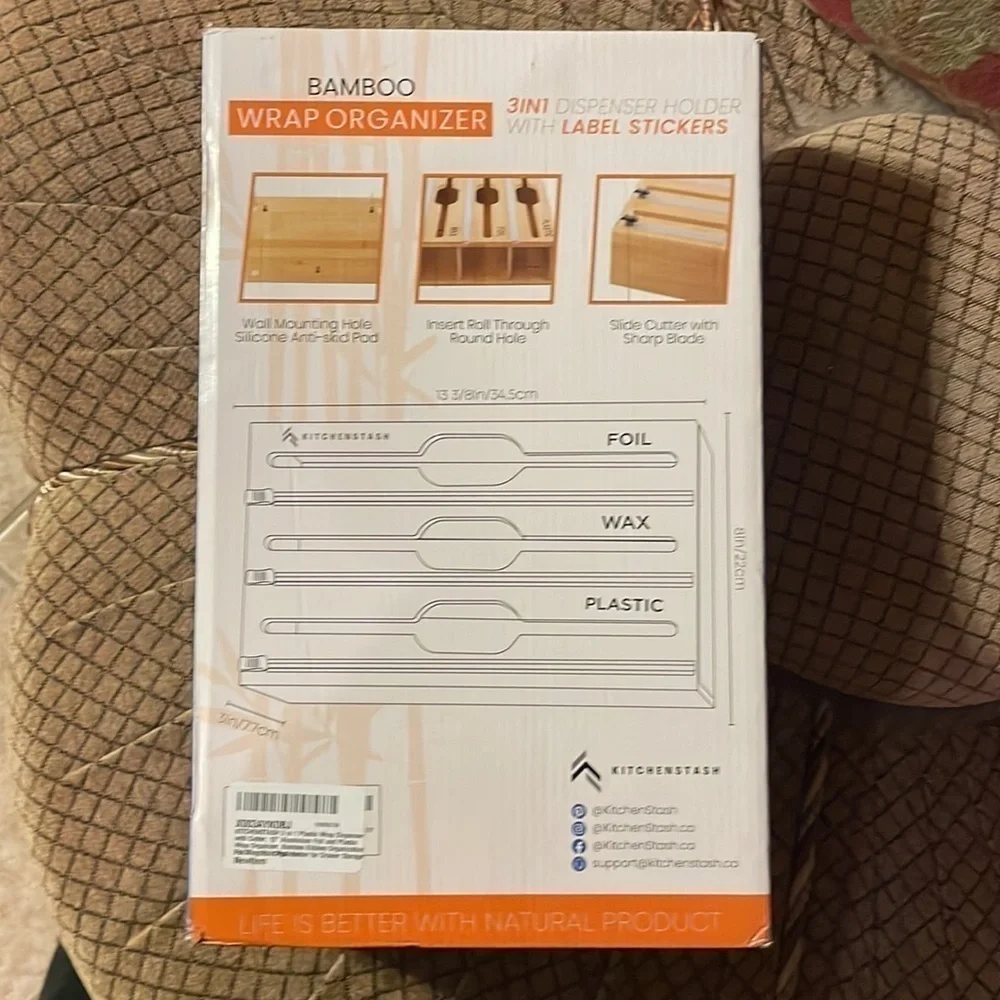 Brand New Bamboo Plastic Wrap Dispenser Cutter, 12